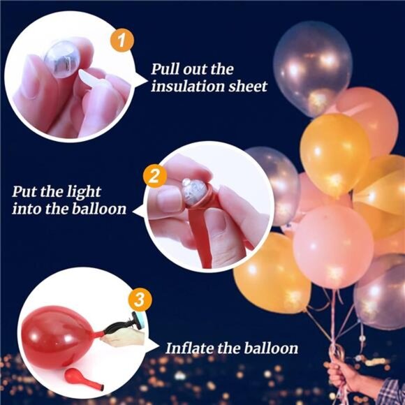 Mini LED Balloon Lights Multicolor Flash Party Wedding Birthday Decoration Pack - Picture 3 of 7